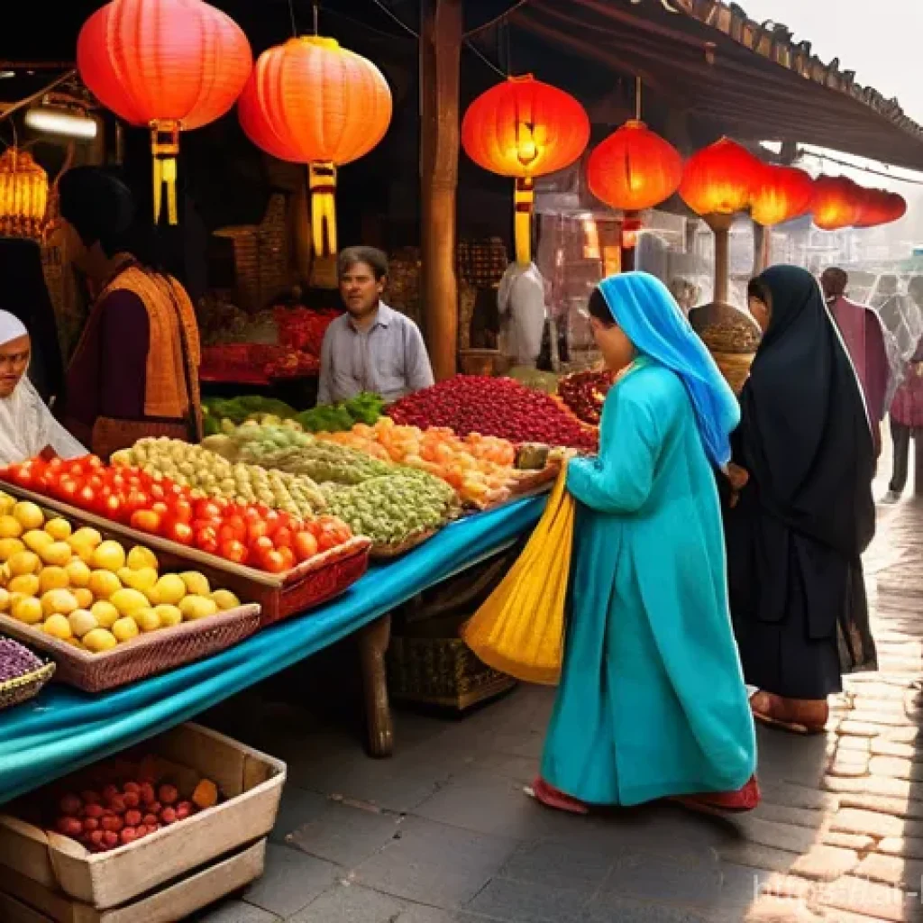 박해일 영화제 수상작 - **Prompt 1: A bustling traditional market in a vibrant city at sunset.**
A wide-angle shot of a ...