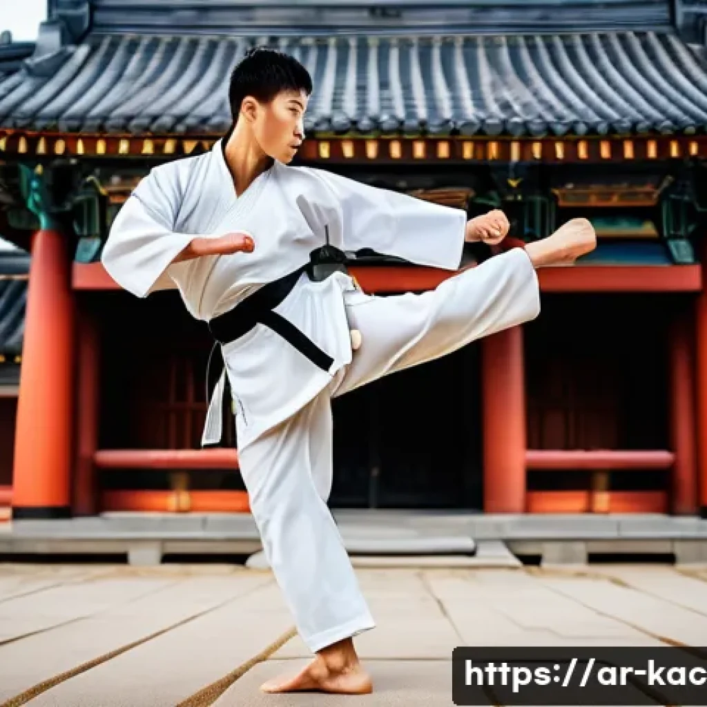 이준기 액션 연기 특화 비결 - A dynamic action scene featuring a male Korean martial artist in his mid-30s performing a high-flyin...