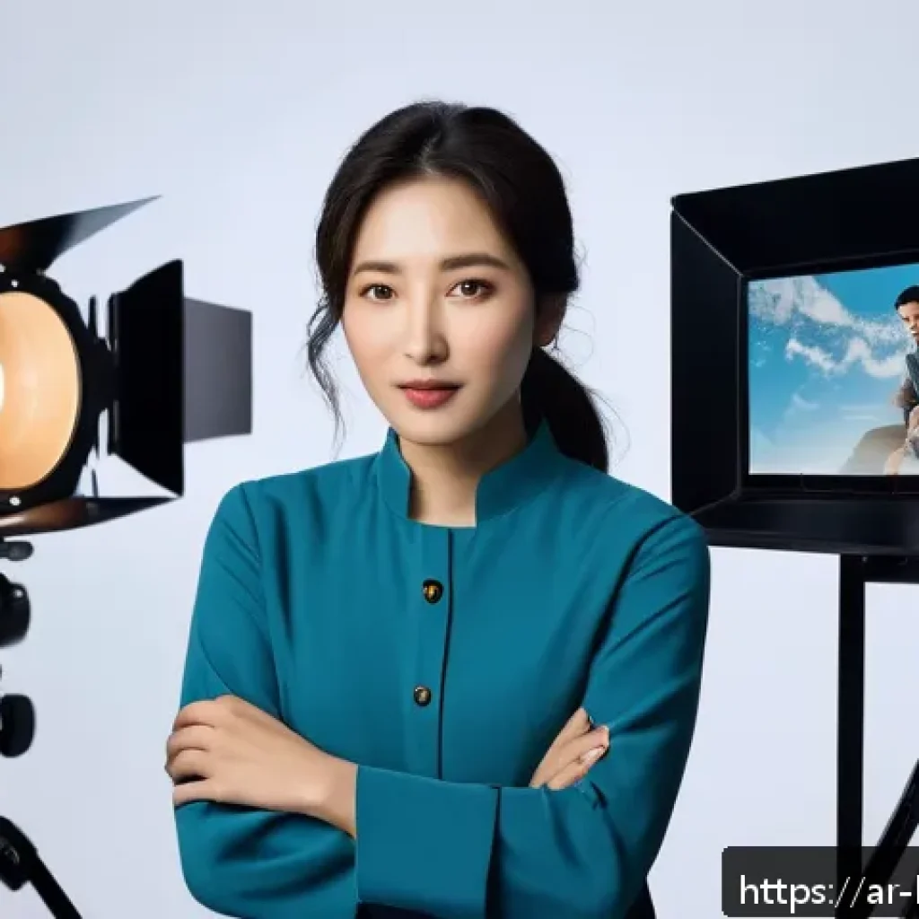 정은채 독립 영화 이야기 - A female independent filmmaker of Korean descent passionately directing a scene on a modest film set...