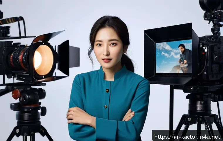 정은채 독립 영화 이야기 - A female independent filmmaker of Korean descent passionately directing a scene on a modest film set...