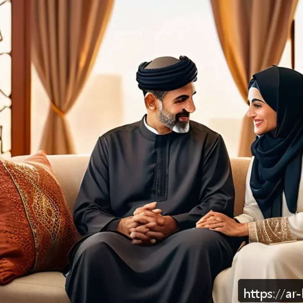 김희애 중년 로맨스 분석 - A mature Middle Eastern couple in their mid-40s sharing a quiet, intimate moment in a warmly lit tra...